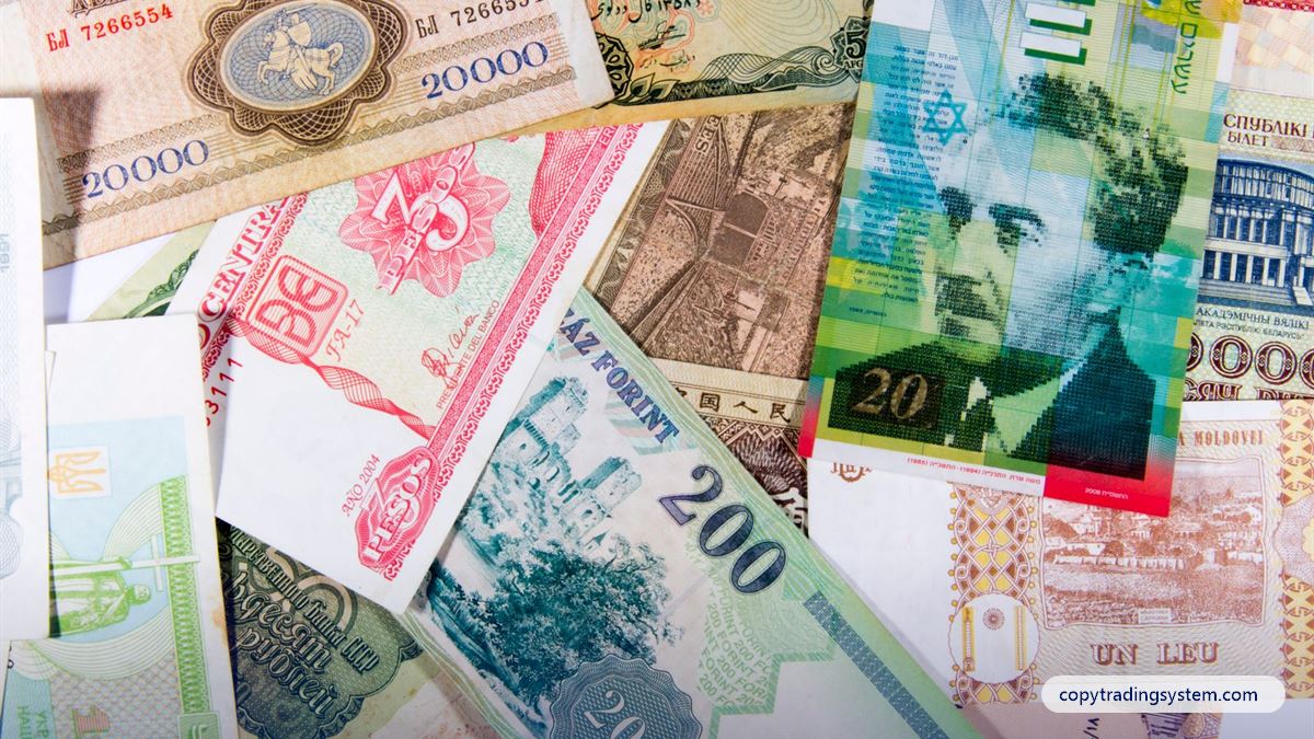Forex copy trading: banknotes from many different countries